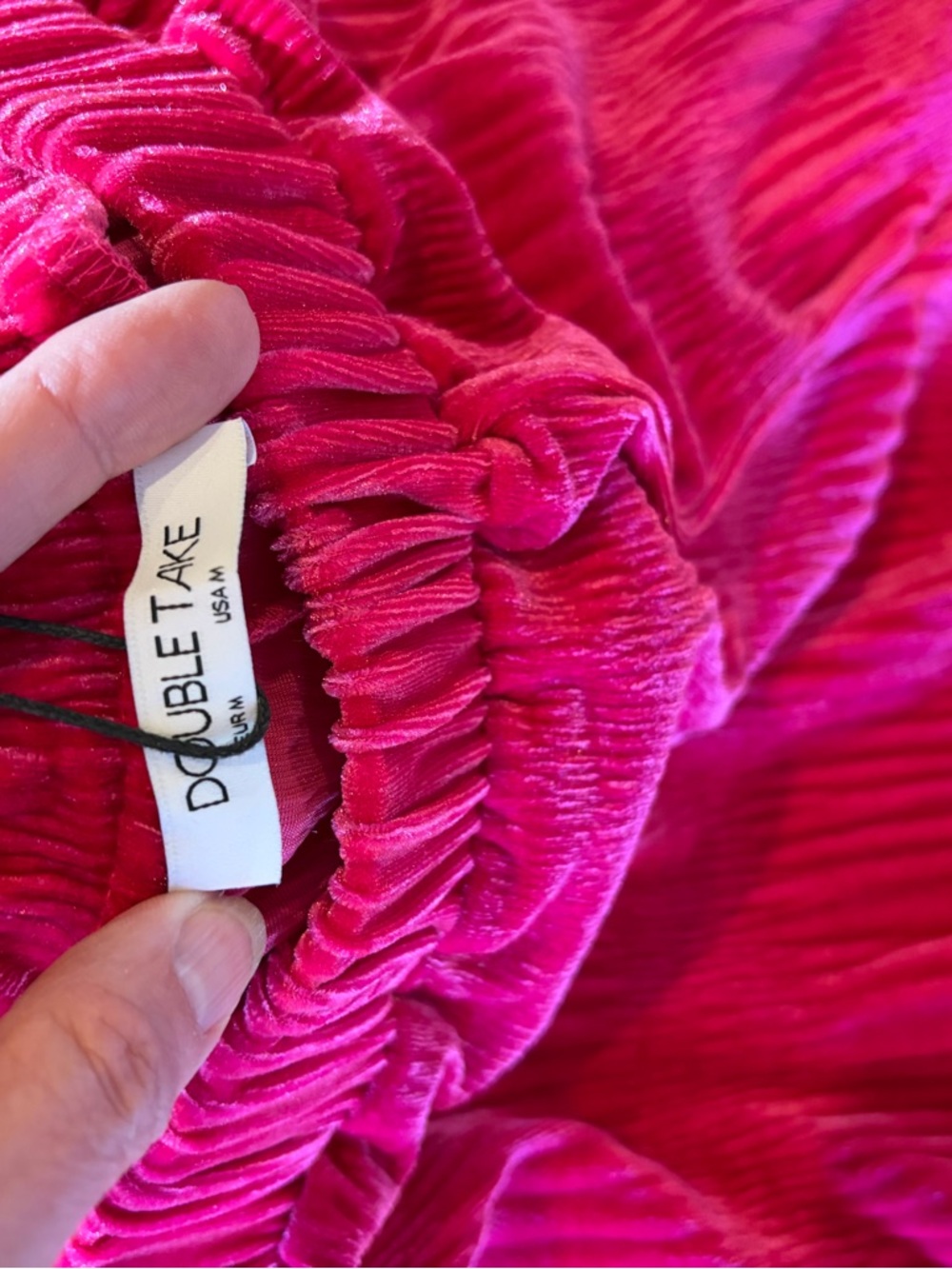 Wide Leg Crinkle Velvet Pants - Hot Pink. Brand New Women’s Medium M - Picture 2 of 6